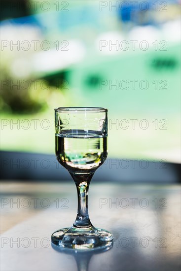 Glass with Brazilian cachaca spirit