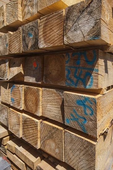 Stacked wooden slats