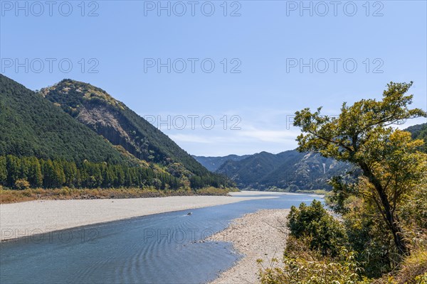 Kumano river flows through wide valley