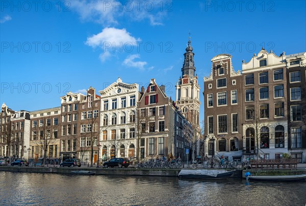 Historic houses at the Kloveniersburgwal with Zuiderkerk