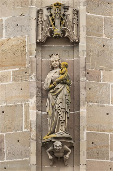Sculpture of the Virgin Mary with infant Jesus at the Marienkirche or Church of St Mary