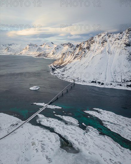 Gimsoystraumen Bridge in Winter