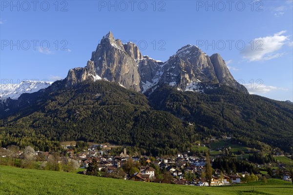 Town of Seis am Schlern with Mt Schlern