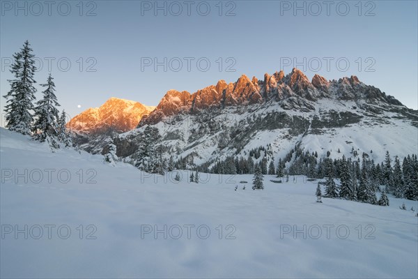 Mandlwande and left Hochkonig in the early morning light