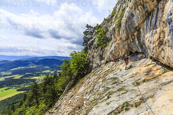 Climber on the Eichertsteig via ferrata