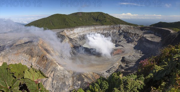 Poas volcano with plume