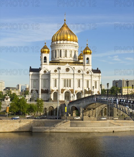 Cathedral of Christ the Saviour and Patriarshy Bridge over Moskva River