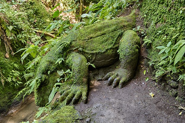 Stone carving of a komodo dragon