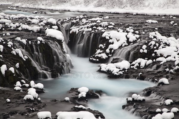 Bruarfoss waterfall in winter