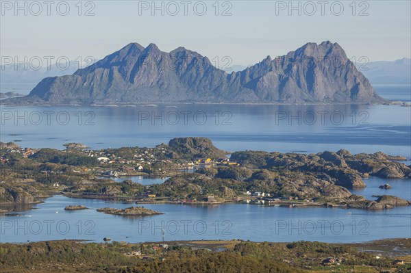 View from Mt Glomtinden of the village of Kabelvag