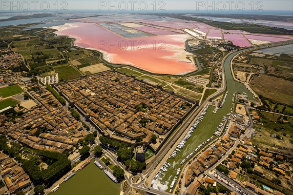 Salines and the historic centre in the quadrilateral of Aigues-Mortes