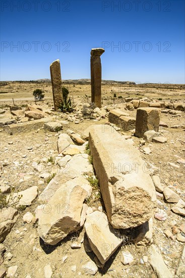 The columns of a ruined structure at the Pre-Aksumite settlement of Qohaito