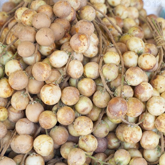 Longan fruits on display at a market