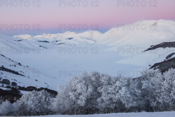 Piano Grande of Castelluccio di Norcia at sunset in winter