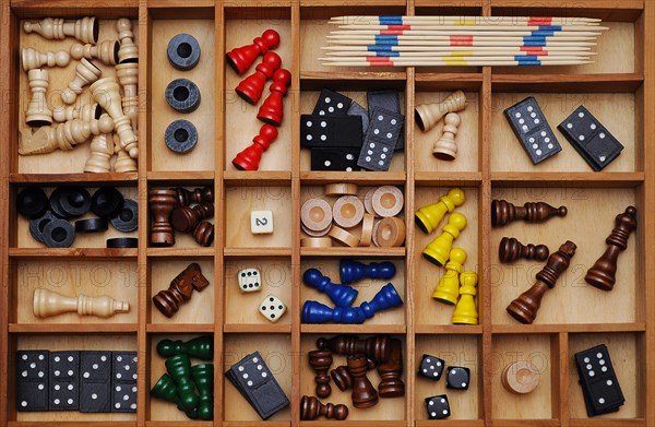 Wooden figures of board games