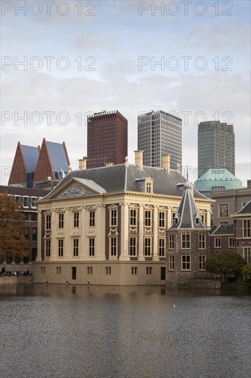 Mauritshuis Museum at the Binnenhof with skyscrapers