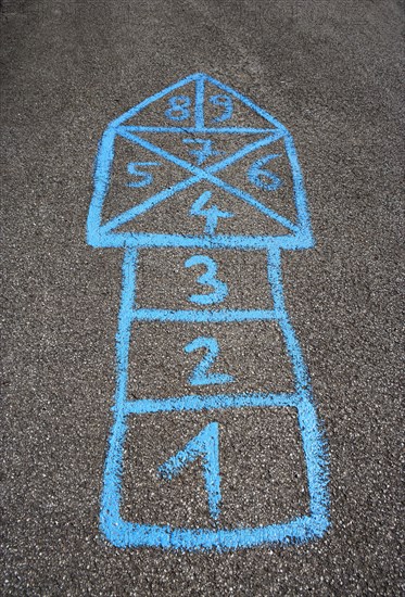 Hopscotch grid on a pavement