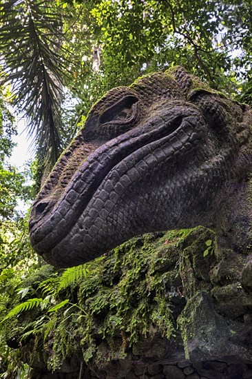 Stone carving of a komodo dragon