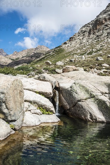 Pool with a small waterfall in the mountains