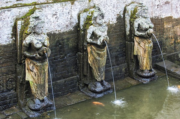 Carved granite statues in the ritual bathing pool