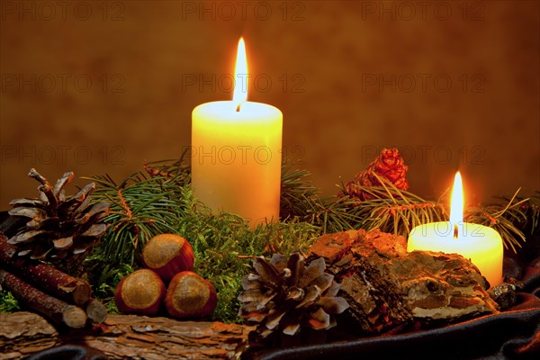 Christmas still life with candlelight