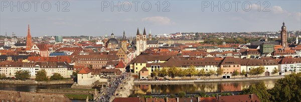 Overview of Wurzburg with old Main bridge