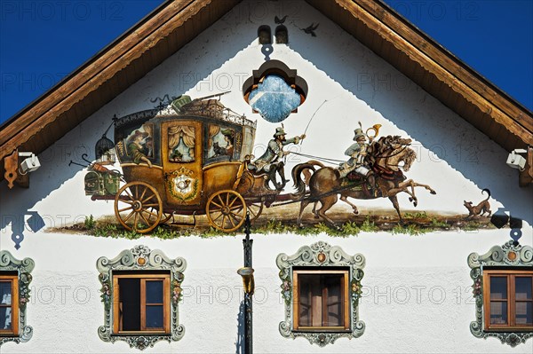 Luftlmalerei wall painting on the inn 'Gasthaus zur Post'