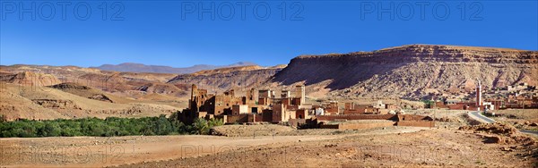 The Glaoui Kasbah's in the Ounilla valley surrounded by the hammada stone desert in the foothills of the Altas mountains