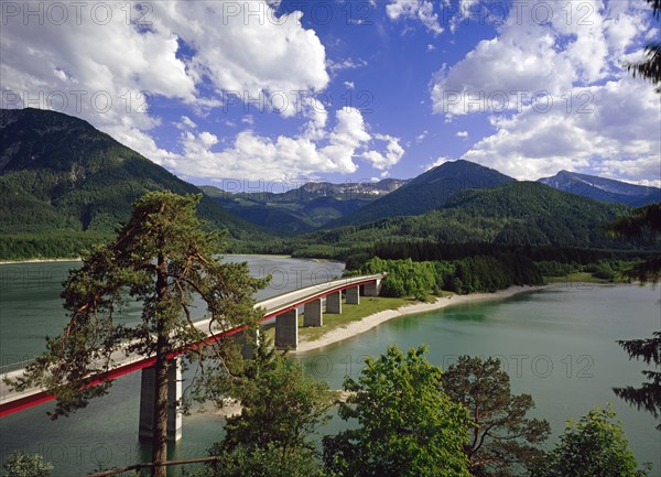 Sylvenstein Dam in front of the Karwendel Range