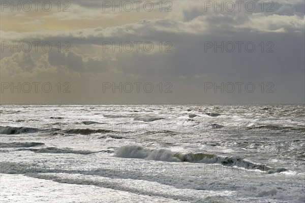 Stormy North Sea with rain front
