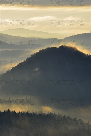 Mountain landscape in morning mist