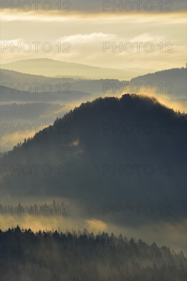 Mountain landscape in morning mist