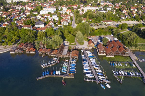 Town view with jetty and boathouses