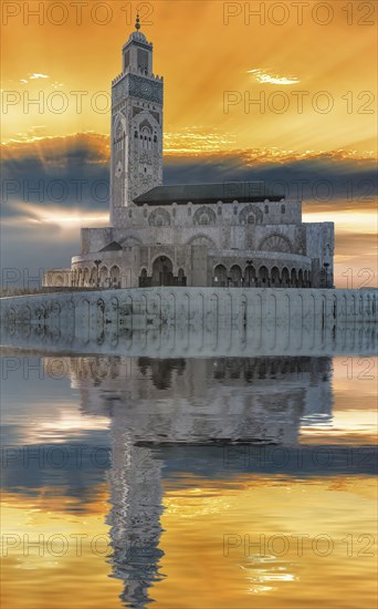 Atmospheric sunset with reflection in the water