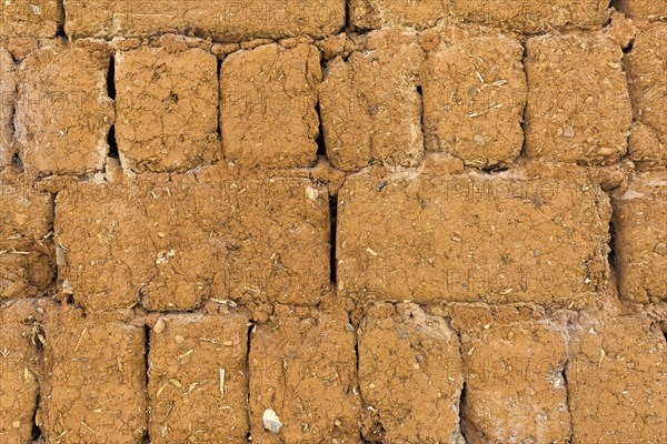 Clay brick wall with straw