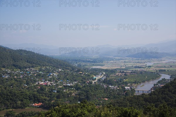 View of the small town of Thaton with the Kok River or Mae Nam Kok River