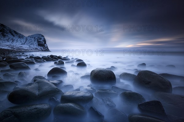 Dusk on the beach of Unstad