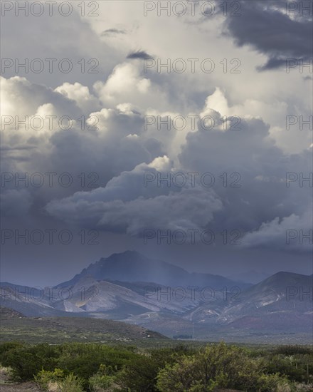 Rainy weather over the mountains in the evening