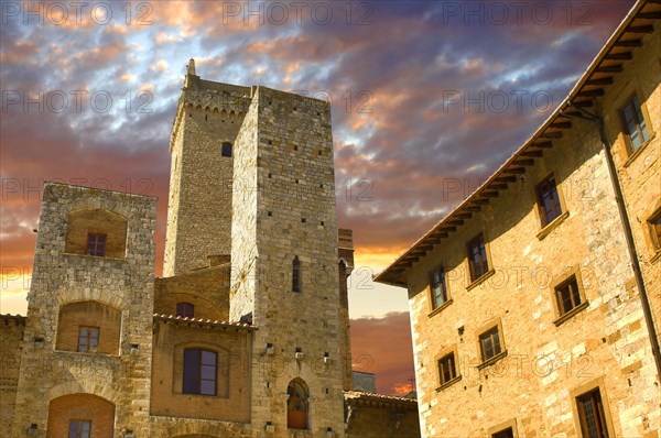 Medieval dynasty towers around Piazza della Cisterna