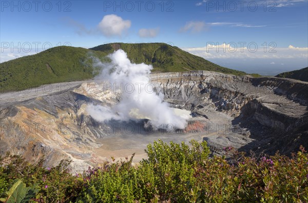 Poas volcano with plume