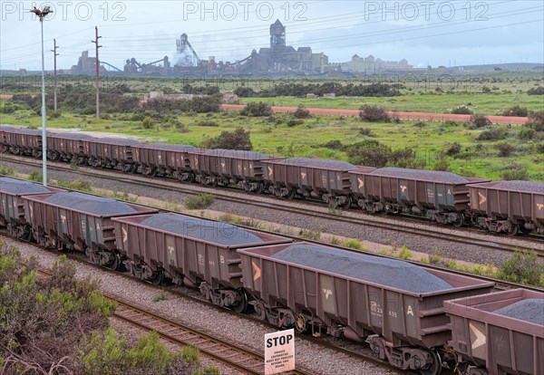 Freight train loaded with iron ore