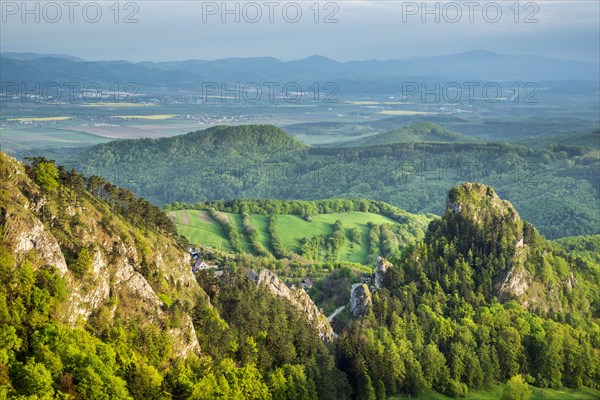 Castle of Vrsatec in Nature Reserve Vrsatske rocks and Vah River Valley