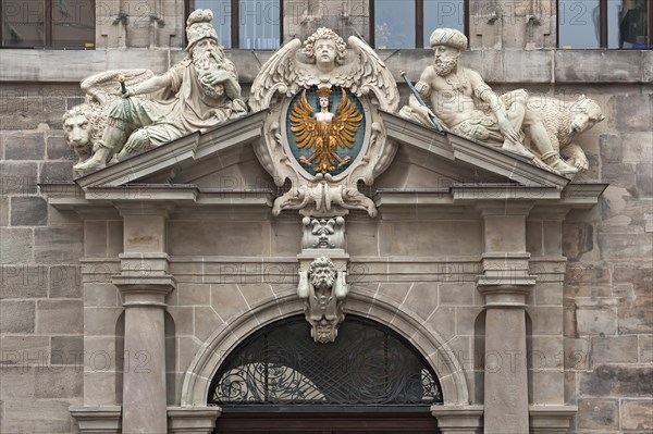 Portal of the west facade with small Nuremberg coat of arms