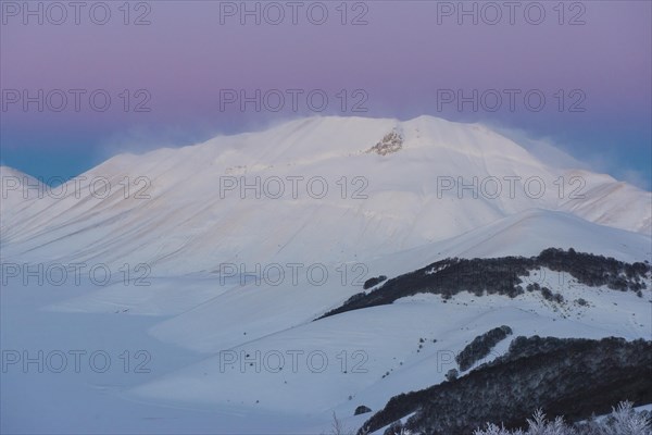 Mount Vettore at sunset in winter