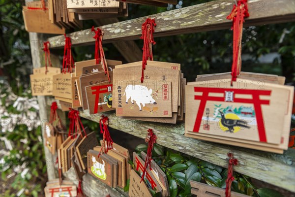 Written wishes to deities on small wooden boards