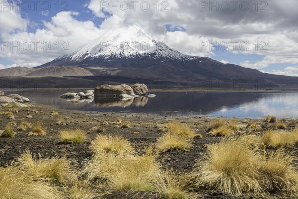 Lake Chungara and the Parinacota volcano