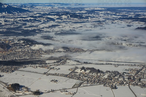 View from Tegelberg massif of the town of Fussen