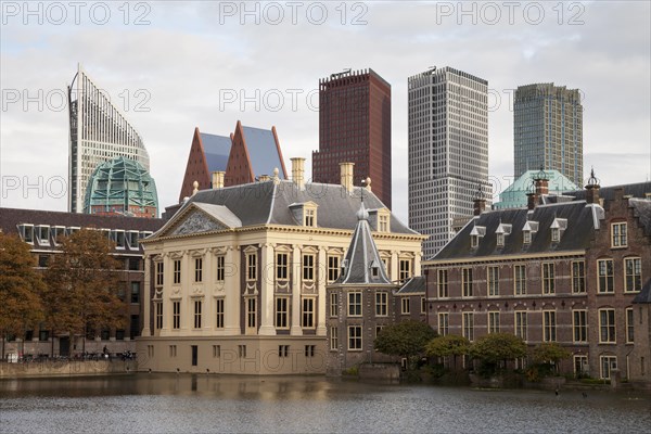 Mauritshuis Museum at the Binnenhof with skyscrapers