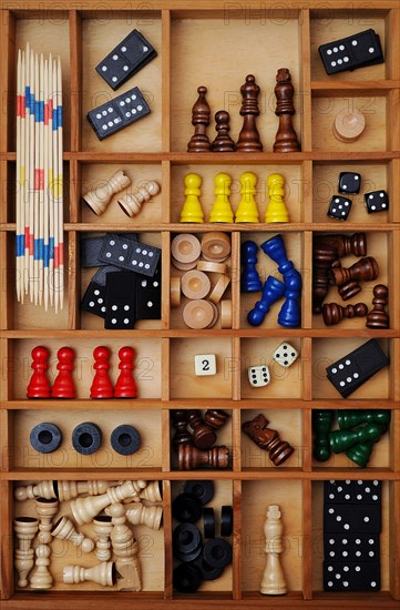 Wooden figures of board games