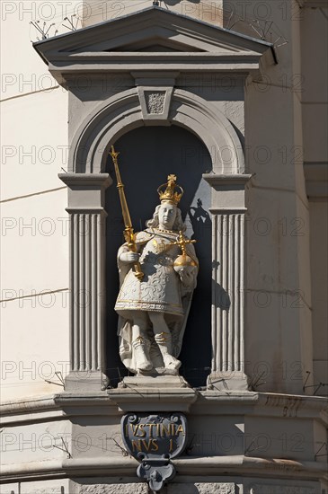 Sculpture of Justinian I. on the baroque town hall